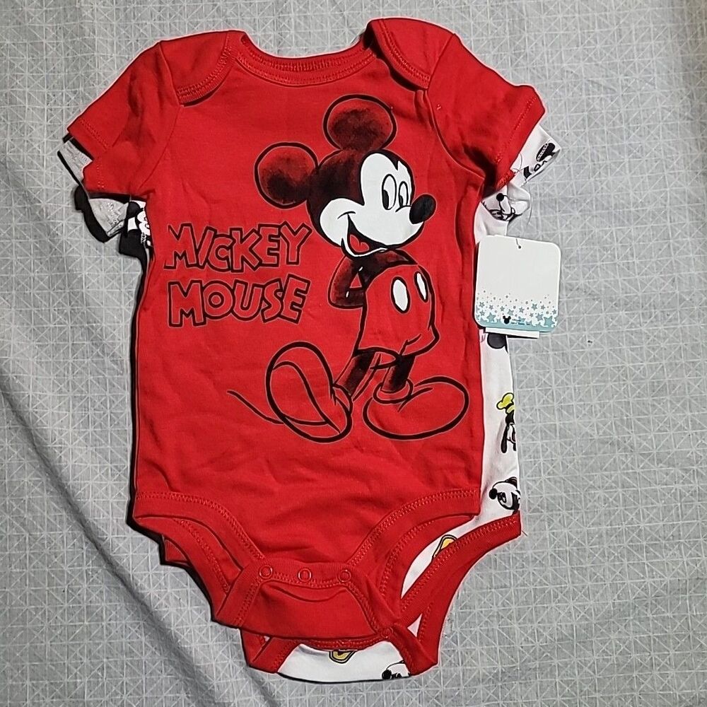 Disney Baby Mickey & Friends One-Piece Bodysuits 18 Months 3 Pack